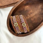 Kundan Bangles - Lavender and Maroon Simple set (Floral)