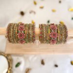 Kundan Bangles - Flower Set (Multicolour)