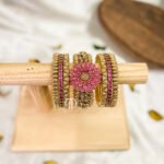 Kundan Bangles - RaniPink & Golden Bracelet Bangles