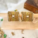 Kundan Bangles - Victorian Bangle (Mango Yellow & Golden ) Set
