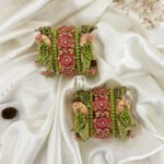 Kundan Bangles - Parrot Style Bangles ( Parrot Green & Reddish pink)
