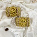 Kundan Bangles - Yellow & Golden Stone combination (rose) Bangles