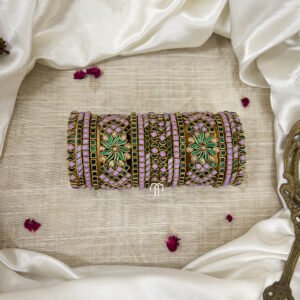 Kundan Bangles - Lavender & Green(S - Model)