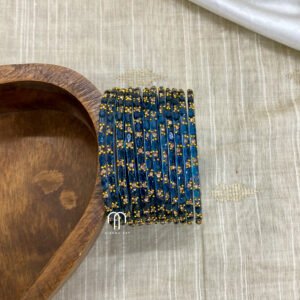 Glass Bangles - Sparkle - Navy Blue, 2.6