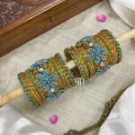 Kundan Bangles -3D Malar ( Krishna Blue And Golden )
