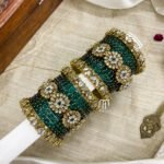 Crystal Floral - White And peacock green