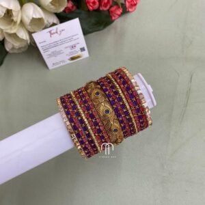 Mayil Peeli Bangles - Purple And Rani Pink