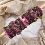 Kundan Bangles - Blossom Statement (Rani Pink & Purple ) Bangles