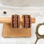 Kundan Bangles - Red & Golden (Rose style)Simple Set