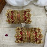 Kundan Bangles - 3D Blossom (Golden And Red)