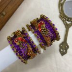 Kundan Bangles - Parrot Set (Red And Purple)