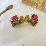 Annapakshi Center Clip  - Peacock Green & Rani Pink