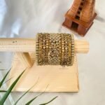 Kundan Bangles  -Neutral Shades (V-model Jumbo kada) Set