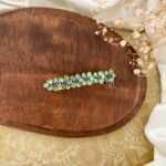 Kundan Center clips - Flower (Turquoise Green)