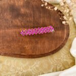 Kundan Center clips - Square (Rani Pink)