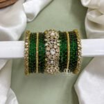 Polki Diamond Replica Bangles - Green