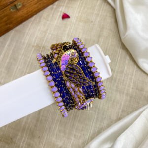 Kundan Bangles - Parrot (Lavender And Royal Blue)