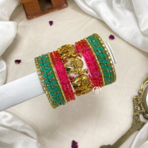 Camel Bangles - Turquoise Green And Baby Pink