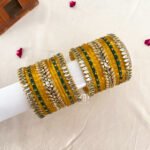 Leaf Kada Simple Set - Golden And Yellow