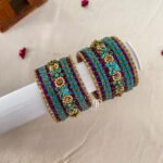 Flower Kada Simple Set - Krishna Blue And Purple