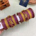 Kundan Bangles - Lotus & Parrot (Mezanta Pink and Golden)
