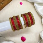 Antique Lotus Bangles -Red