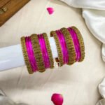 Antique Lotus Bangles - Rani Pink