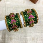 3D Lotus Set - Rani Pink And Green