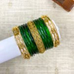 Coin And Lakshmi Bangles Set - Green