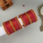 Glass Bangles Sets - Rani Pink And Orange