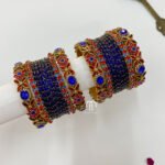 2D Crystal Kada Bangles -(Red And Royal Blue)