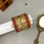 Kashmiri, Crystal & Leaf - Red & Gold