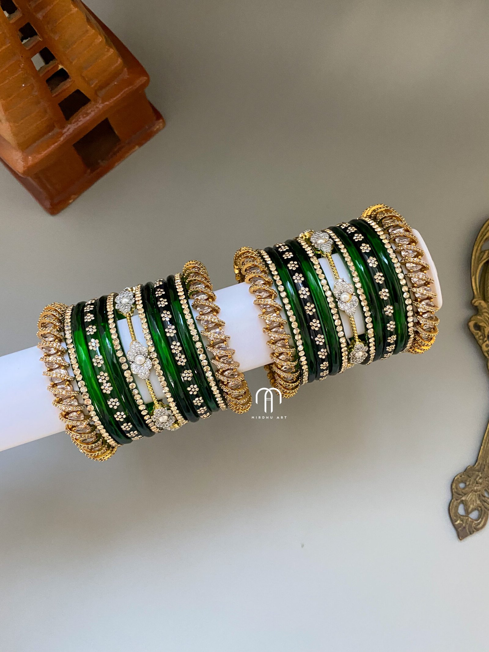 Diamond replica Bangles – Green
