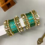 2D Crystal Kada Bangles -(Sky Blue And White)