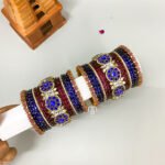 Polki Diamond Replica Bangles - Mezanta Pink and Royal Blue