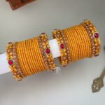 2D Crystal Kada Bangles -( Mango Yellow And Red )