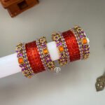 2D Crystal Kada Bangles -(Purple And Orange)