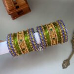 2D Kada And Lakshmi Bangles -(Blue And Parrot Green)