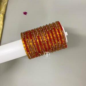 Glass Bangles Sets - Haldi and Red