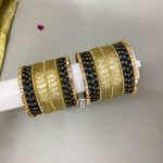 Glass Bangles Sets - Navy Blue and White