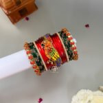 Panchavarna kili Bangles - red and green