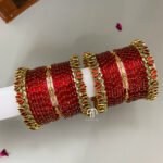 Kada And Lakshmi Bangles -(Red)