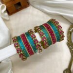 Lotus Kada Set - Rani Pink  And Sky Blue
