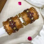 Kundan Bangles -3D Malar ( Mezanta Pink And Golden)