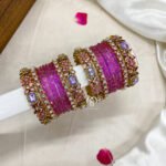 2D Crystal Kada Bangles -(Baby pink And Lavender)