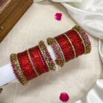 Kada Kundan Bangles -(Pink & Orange)
