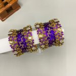 Diamond & Gold Bangles - Purple & Golden