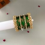Minimal Polki Bangles - Dark Green