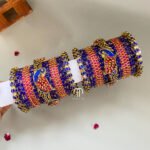 Kundan Bangles - Lotus & Parrot (Royal Blue And Rani Pink)