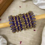 Kundan Bangles - Royal Blue & Golden (Rose style)